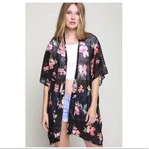 Black Floral Kimono